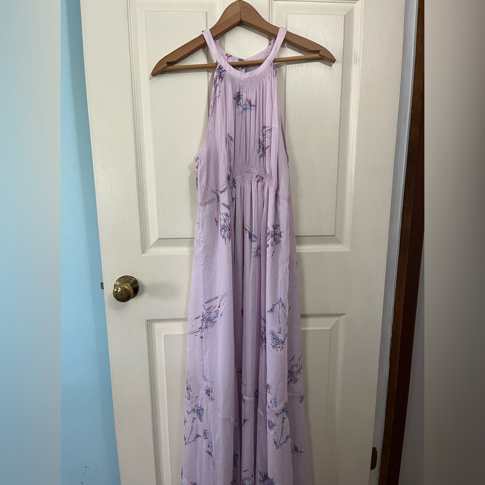 A Pea in the Pod Maternity Light Purple Floral Maxi Halter Dress